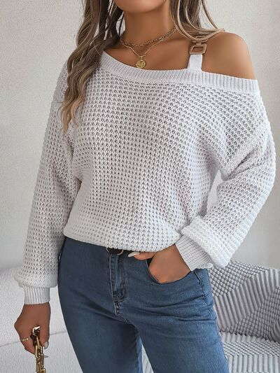 Asymmetrical Neck Long Sleeve Sweater